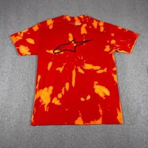 Alpinestars Tie Dye Shirt Mens M Classic Red Cotton Short Sleeve Ageless Logo